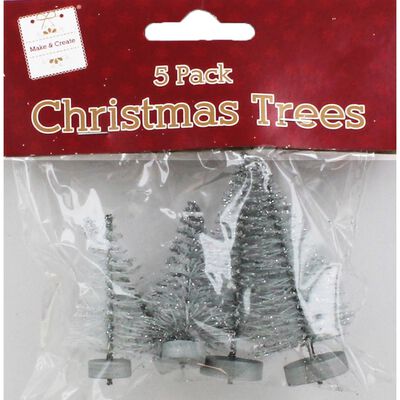 Silver Christmas Trees: Pack of 5 image number 1