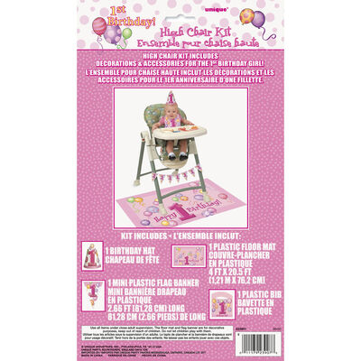 Pink 1st Birthday High Chair Decoration Kit image number 1