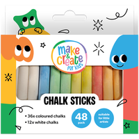 Assorted Colour Chalk Sticks: Pack of 48