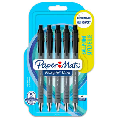 Paper Mate Flexgrip Black Ballpoint Pens: Pack of 5 image number 1