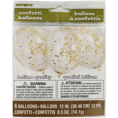 Gold Confetti Balloons - 6 Pack image number 2