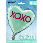 18 Inch Xoxo Teal Heart Foil Helium Balloon image number 2