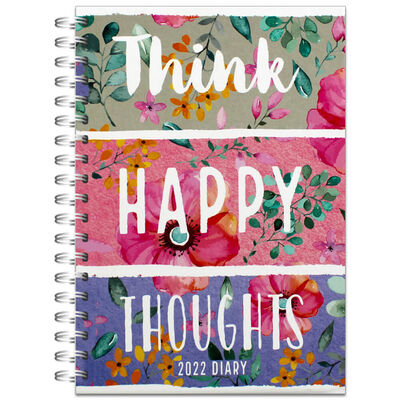 A5 Think Happy Thoughts 2022 Day a Page Diary image number 1