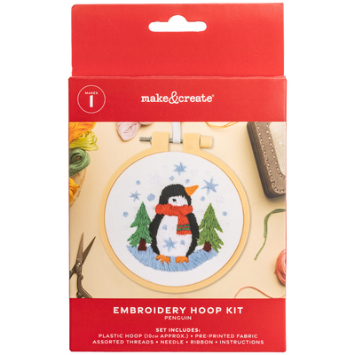 Mini Embroidery Hoop Kit: Penguin image number 1