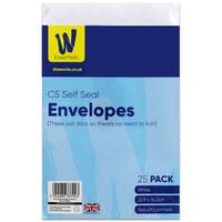 Works Essentials C5 White Self Seal Envelopes: Pack of 25