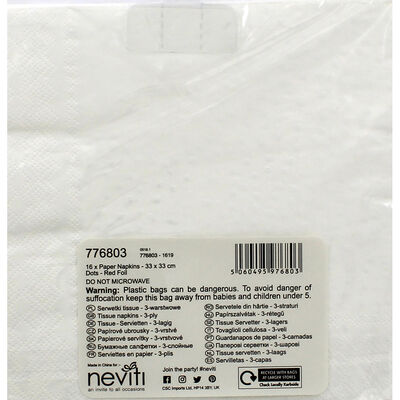 Red Foil Dot Paper Napkins - 16 Pack image number 2
