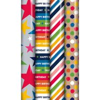 Assorted Party Gift Wrap: 2.5m
