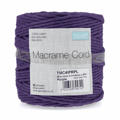 Trimits: Purple Cotton Macrame Cord 87m x 4mm image number 1