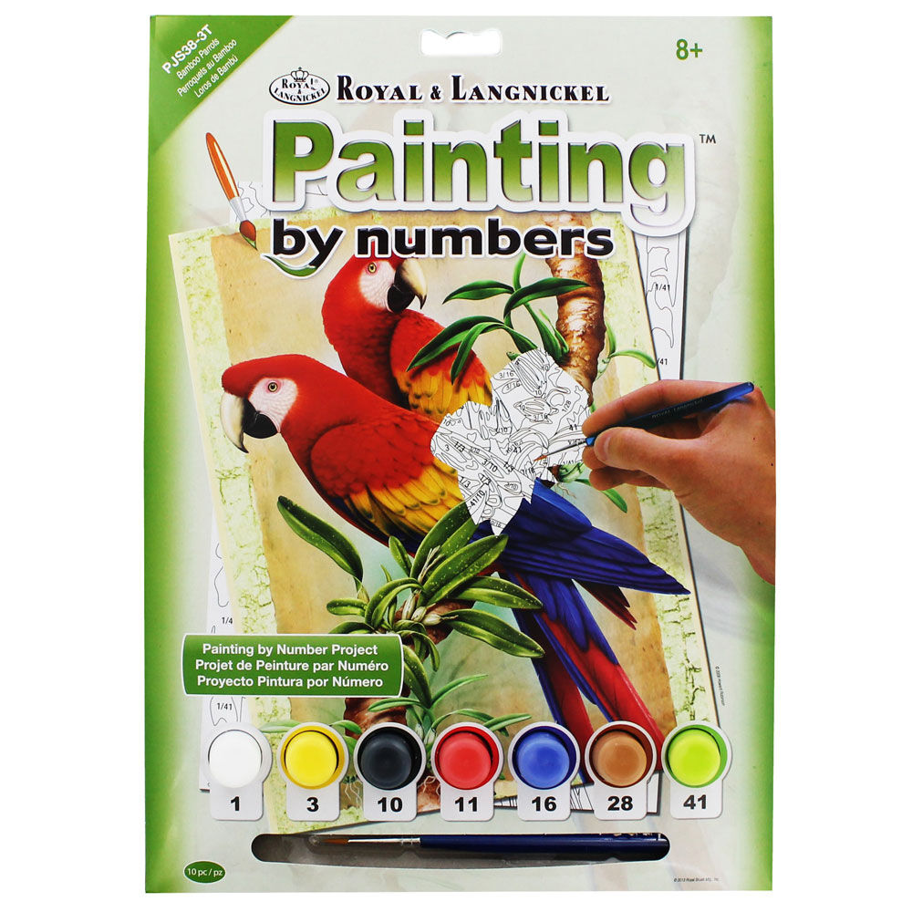 Royal & Langnickel Painting by Numbers A4 Size Bamboo Parrots Designed Painting Set