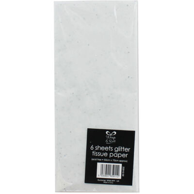 White Glitter Tissue Paper - 6 Sheets image number 1