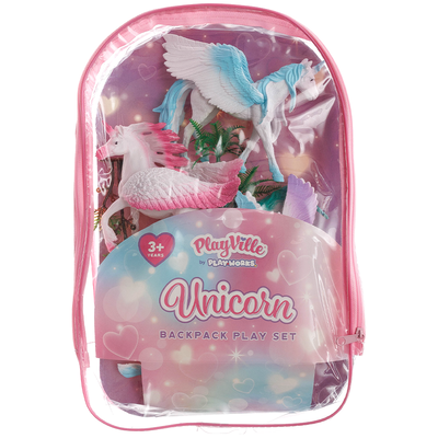 PlayWorks Playville Unicorn Backpack Playset image number 1