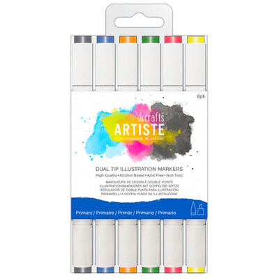 DoCrafts Primary Dual Tip Illustration Markers: Pack of 6 image number 1