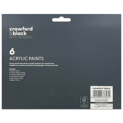 Crawford & Black Acrylic Paint Set: Pack of 6 image number 2