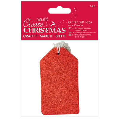 Assorted Glitter Gift Tags: Pack of 24 image number 1