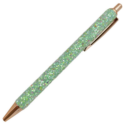 Bright Glitter Wrapped Retractable Ballpoint Pen: Green image number 1