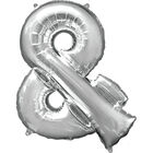 34 Inch Silver Ampersand Symbol Helium Balloon image number 1