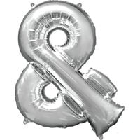 34 Inch Silver Ampersand Symbol Helium Balloon