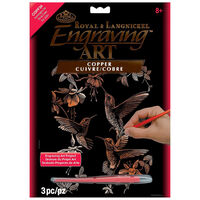 Engraving Art Copper Foil: Hummingbird Trio