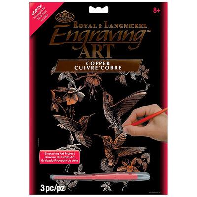 Engraving Art Copper Foil: Hummingbird Trio image number 1