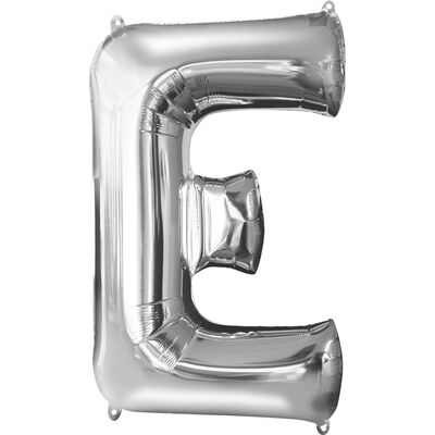 34 Inch Silver Letter E Helium Balloon image number 1