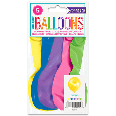 Congrats Printed Latex Balloons: Pack of 5 image number 1