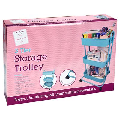 Turquoise 3 Tier Storage Trolley image number 1