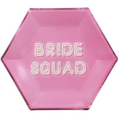 Pink Bride Squad Hexagonal Paper Plates - 8 Pack image number 1