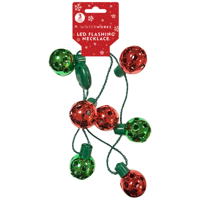 LED Christmas Flashing Bauble Necklace image number 1