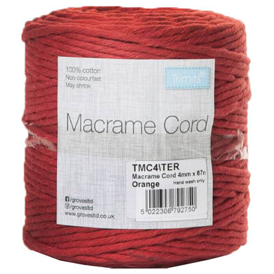 Trimits: Terracotta Cotton Macrame Cord 87m x 4mm image number 1