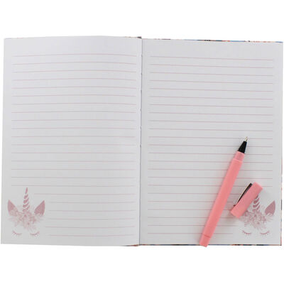 A5 Casebound Unicorn Lined Notebook with Pen image number 2