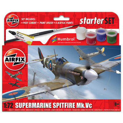 Airfix Supermarine Spitfire MK.VC 1:72 Scale Model Starter Set image number 1