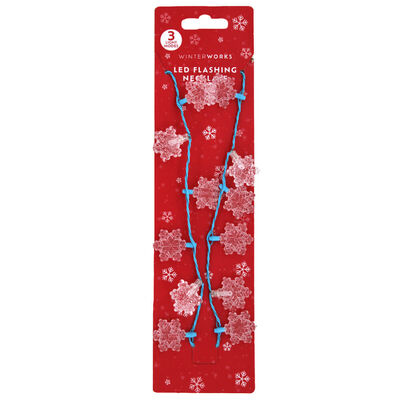 LED Flashing Snowflake Necklace image number 1