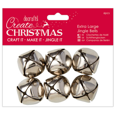 Large Silver Jingle Bells: Pack of 6 image number 1