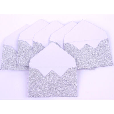 Silver Mini Glitter Envelopes - 6 Pack image number 2