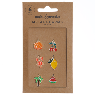 Metal Fruit Charms: Pack of 6 image number 3