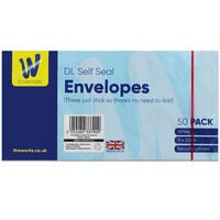 Works Essentials DL White Self Seal Envelopes: Pack of 50
