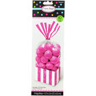10 Pink Striped Cellophane Favour Bags image number 1