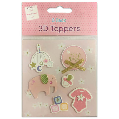 3D Baby Girl Toppers: Pack of 6 image number 1