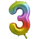 34 Inch Rainbow Number 3 Helium Balloon image number 1