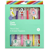 Cute Crew Pencils With Eraser Toppers: Pack of 6