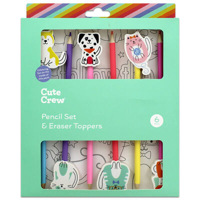 Cute Crew Pencils With Eraser Toppers: Pack of 6 image number 1