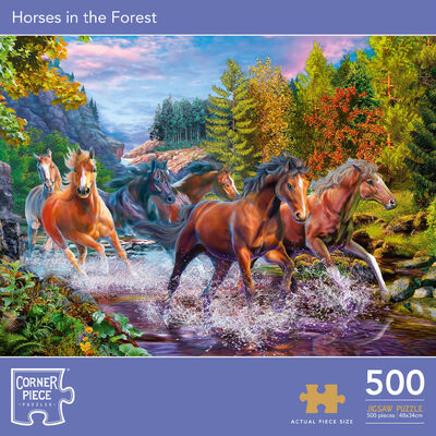 Horses in the Forest 500 Piece Jigsaw Puzzle image number 1