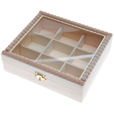 Wooden Beaded Jewellery Box with Clasp: 18 x 16 x 5cm image number 3