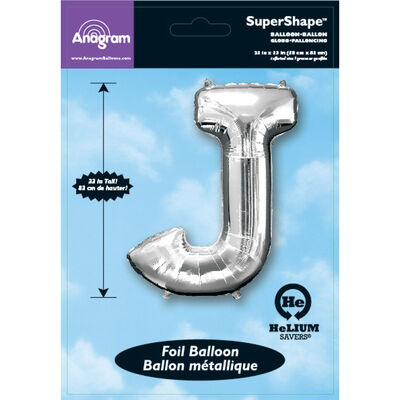 34 Inch Silver Letter J Helium Balloon image number 2