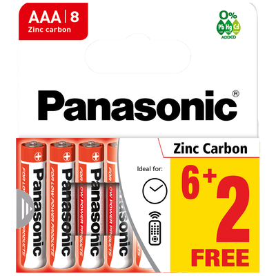 Panasonic Zinc Batteries AAA: Pack of 8 image number 1