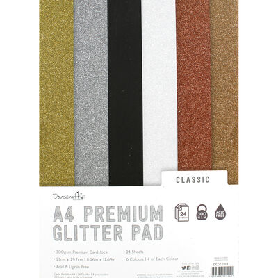 Dovecraft Glitter Card A4 Pad - Classics - 24 Sheets image number 1
