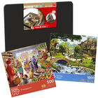 Greengrocers 500 Piece & Summer Stream 1000 Piece Jigsaw Puzzle with Portapuzzle Board Bundle image number 1