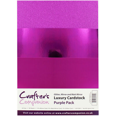 Crafters Companion A4 Luxury Cardstock Pack - Purple image number 1