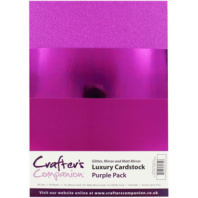 Crafters Companion A4 Luxury Cardstock Pack - Purple image number 1