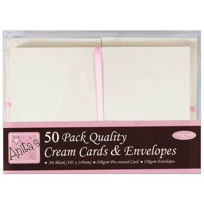 Anita's A6 Quality Cream Cards & Envelopes: Pack of 50 image number 1
